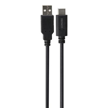 DELTACO - USB Type-C kabel - 24 pin USB-C til USB - 1 m