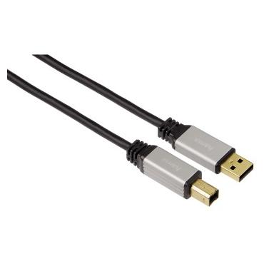 Hama USB A-B, 5.00 m USB-kabel 5 m USB B Sort