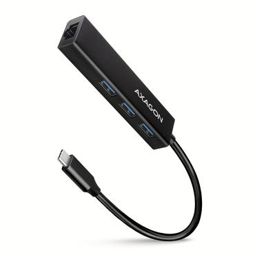 Axagon HMC-GL3A USB-C-Hub 3x USB-A Gbit-LAN schwarz Ledningsført USB 3.2 Gen 1 (3.1 Gen 1) Type-C Sort