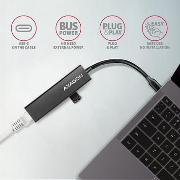 Axagon HMC-GL3A USB-C-Hub 3x USB-A Gbit-LAN schwarz Ledningsført USB 3.2 Gen 1 (3.1 Gen 1) Type-C Sort