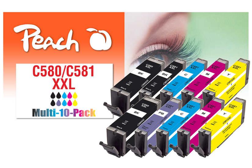 Peach PI100-437 bl&aelig;kpatron 10 stk Kompatibel Ekstra (Super) h&oslash;jt udbytte Sort, Bl&aring;, Magenta, Foto bl&aring;, Gul