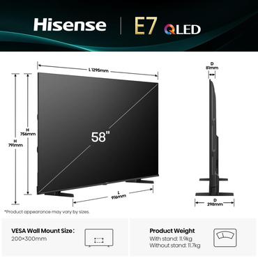Hisense 58E77Q 146cm 58" 4K QLED Smart TV Fernseher