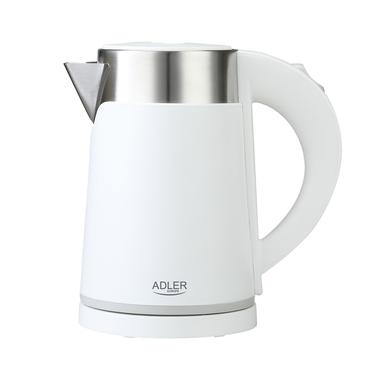 Adler AD 1372W elkedel 0,6 L 800 W Metallic, Hvid