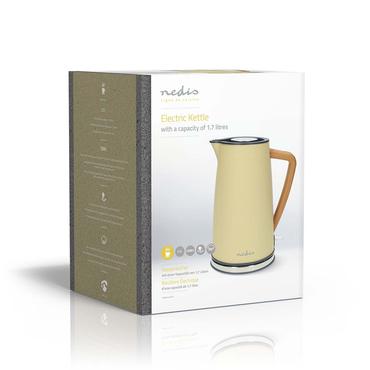 Nedis Electric Kettle | 1.7 l | Soft-Touch | Yellow | Rotatable 360 degrees | Concealed heating element | Strix&reg; controller | Boil-dry protection