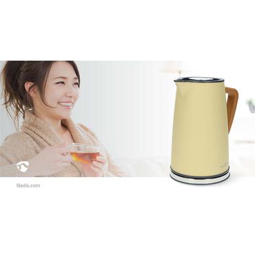 Nedis Electric Kettle | 1.7 l | Soft-Touch | Yellow | Rotatable 360 degrees | Concealed heating element | Strix&reg; controller | Boil-dry protection