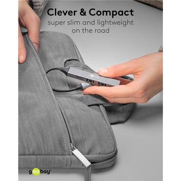 Goobay 74459 interface hub USB 3.2 Gen 1 (3.1 Gen 1) Type-C 5000 Mbit/s Lys grå