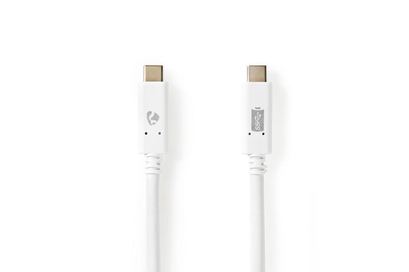 USB-Kabel / USB 3.2 Gen 2 / USB-C Male / USB-C Male / 10 Gbps / Vernikkeld / 1.00 m / Rond / PVC / Wit / Doos