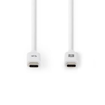 USB-Kabel / USB 3.2 Gen 2 / USB-C Male / USB-C Male / 10 Gbps / Vernikkeld / 1.00 m / Rond / PVC / Wit / Doos