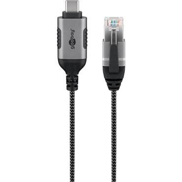USB-C&trade; 3.1 to RJ45 Ethernet Cable, Slim, 5 m, 5 m, black - connects router, modem or network switch to USB-C&trade;