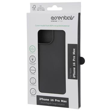 Essentials iPhone 16 Pro Max Genbrugs silikone Mag bagcover, sort