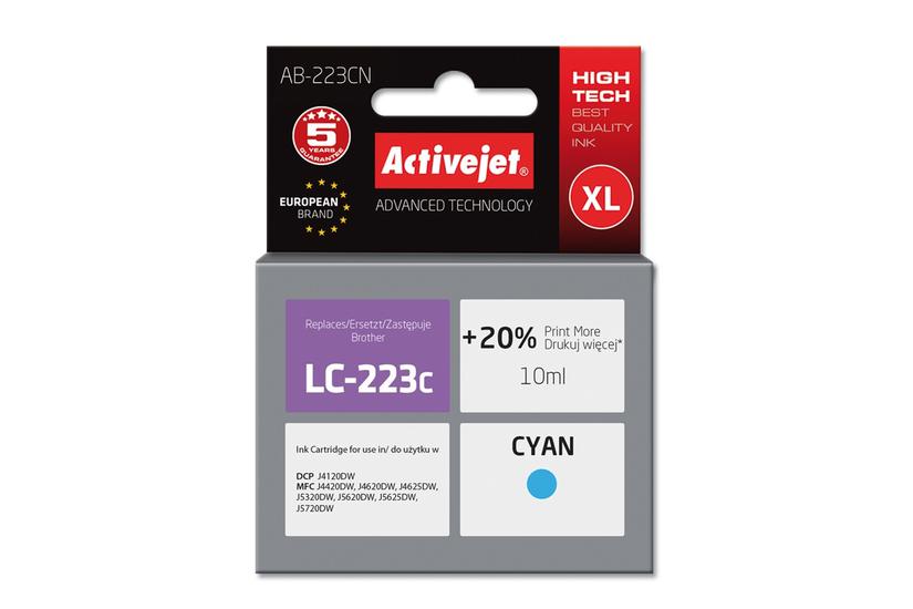 Activejet AB-223CN blæk (Brother LC223C erstatning; Supreme; 10 ml; blå)