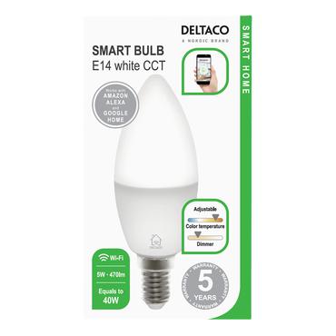 DELTACO - LED-lyspære - form: stearinlys - E14 - 5 W - 2700-6500 K - hvid