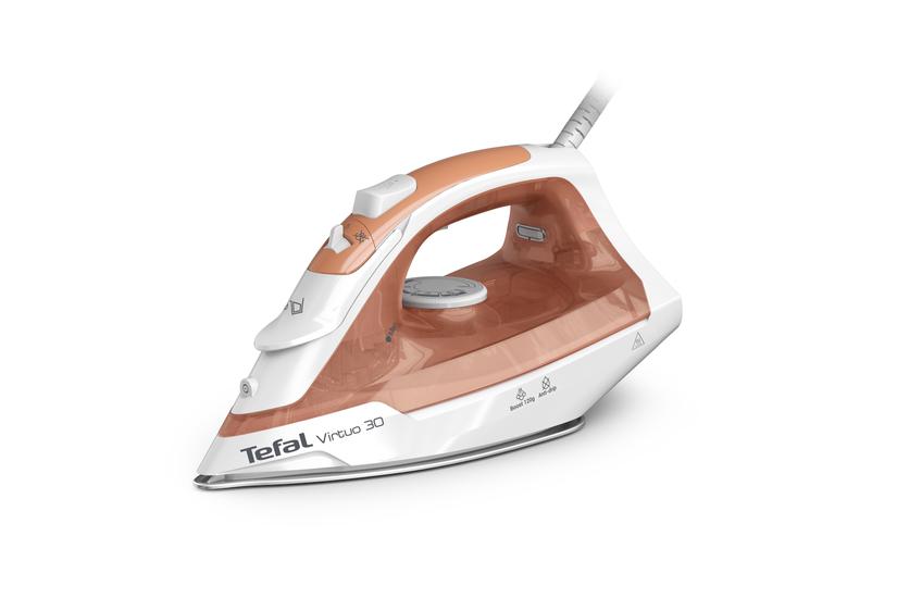 Tefal Virtuo 30 FV2C40E0 strygejern T&oslash;r & dampstrygejern Keramisk stryges&aring;l 2000 W Fersken, Hvid