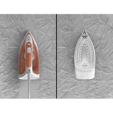 Tefal Virtuo 30 FV2C40E0 strygejern T&oslash;r & dampstrygejern Keramisk stryges&aring;l 2000 W Fersken, Hvid