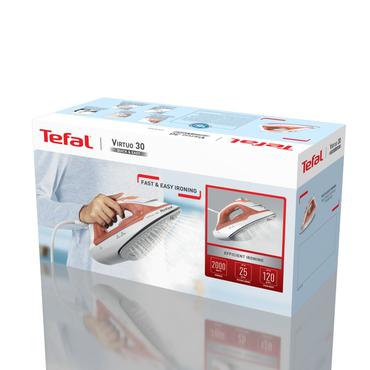 Tefal Virtuo 30 FV2C40E0 strygejern T&oslash;r & dampstrygejern Keramisk stryges&aring;l 2000 W Fersken, Hvid