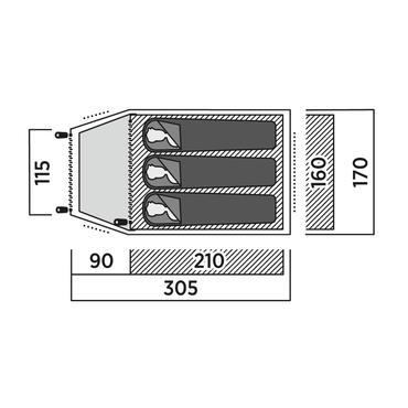 Kuppelzelt Setesdal 3 (olivgr&uuml;n, mit Tunnel-Vorbau, Modell 2025)