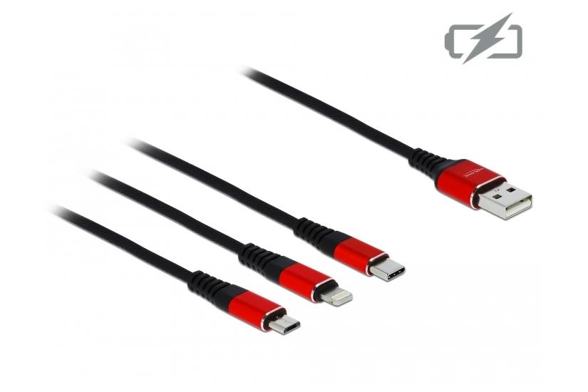 Delock 3 in 1 dedikerad laddningskabel - Lightning / USB - 30 cm