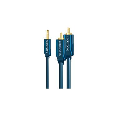 ClickTronic 10m MP3 Adapter lydkabel 3.5mm 2 x RCA Bl&aring;