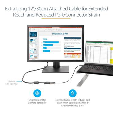 StarTech.com USB C till VGA-adapter - 1080p USB Type-C till VGA-adapterdongel - USB-C (DP alt-l&auml;ge) till VGA-sk&auml;rm/bildsk&auml;rm videokonverterare - Thunderbolt 3-kompatibel - 30 cm ansluten kabel - videokort - VGA / USB - 30 cm
