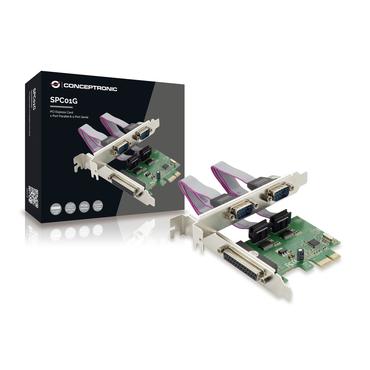 Conceptronic SPC01G - parallellt/seriellt kort - PCIe - RS-232 x 2 + parallell x 1