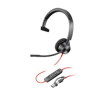 HP Poly Blackwire 3310 Microsoft Teams Certified Headset +USB-C/A Adapter TAA