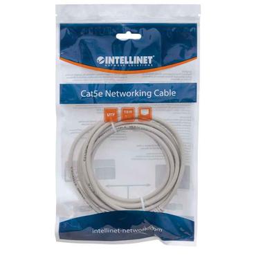 Intellinet Network Patch Cable, Cat5e, 3m, Grey, CCA, U/UTP, PVC, RJ45, Gold Plated Contacts, Snagless, Booted, Lifetime Warranty, Polybag - patchkabel - 3 m - grå