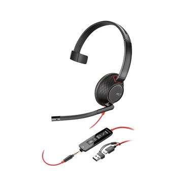 HP Poly Blackwire 5220 Stereo USB-C Headset +3.5mm Plug +USB-C/A Adapter