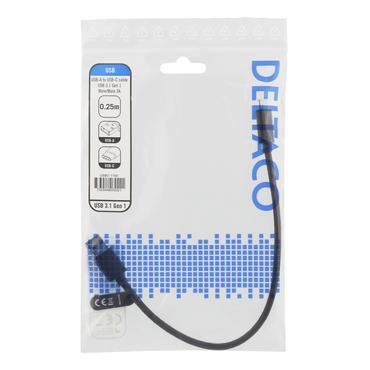 DELTACO - USB-C adapter - 24 pin USB-C til USB Type A - 25 cm