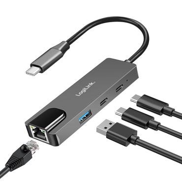 USB 3.2 Gen 1 Hub, 3-port , with 2.5G Gigabit Ethernet adapter