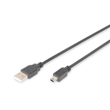Digitus AK-300108-010-S USB-kabel USB 2.0 1 m USB A Mini-USB B Sort
