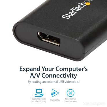 StarTech.com USB 3.0 till DisplayPort-adapter - 4K 30&nbsp;Hz - DisplayPort-adapter - USB typ A till DisplayPort - TAA-kompatibel - 20 cm