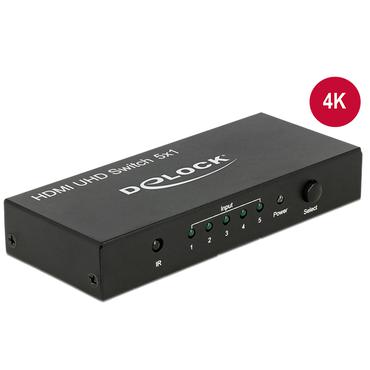 Delock HDMI UHD Switch 5 x HDMI in > 1 x HDMI out 4K - video-/audioswitch - 5 porte