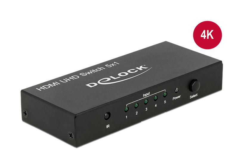 Delock HDMI UHD Switch 5 x HDMI in > 1 x HDMI out 4K - video-/audioswitch - 5 porte