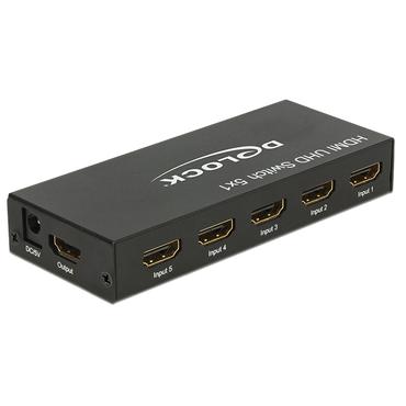 Delock HDMI UHD Switch 5 x HDMI in > 1 x HDMI out 4K - video-/audioswitch - 5 porte
