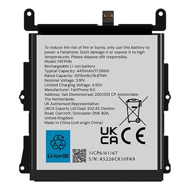 Fairphone F6BATT-1ZW-WW1 reservedel til mobiltelefon Batteri Sort