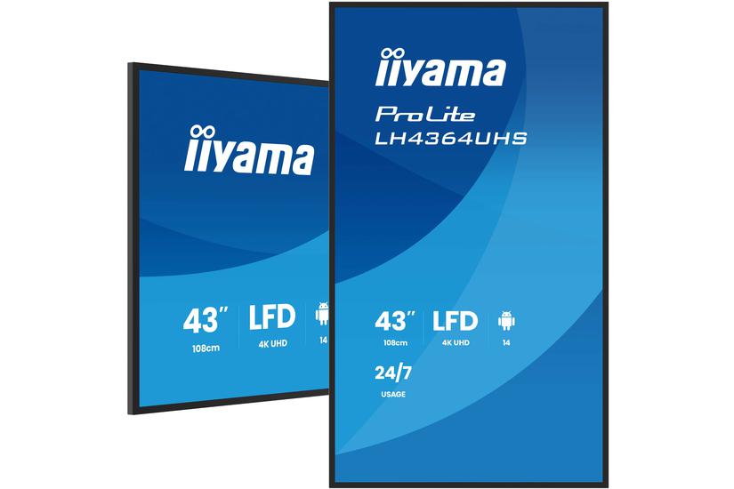 iiyama ProLite LH4364UHS-B1AG 43" Klass (42.5" visbar) LED-bakgrundsbelyst LCD-skärm - 4K - för digital skyltning