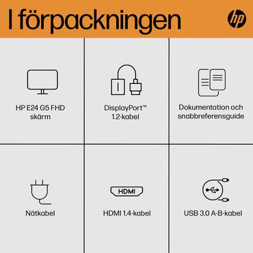 HP E24 G5 skärm - LED-bakgrundsbelysning - 23.8" - IPS - 5ms - Full HD 1920x1080 vid 75Hz