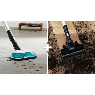 Bosch BSS712XHYG stav st&oslash;vsuger & elektrisk kost 2-i-1 stangst&oslash;vsuger Batteri Dry HEPA Posel&oslash;s 0,3 L Turkisfarve, Sort, S&oslash;lv, Hvid 2,5 At