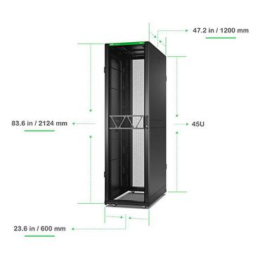 APC NetShelter SX Gen 2 - rack - 2124 H x 600 B x 1200 D mm, med sidor - 45U - TAA-kompatibel