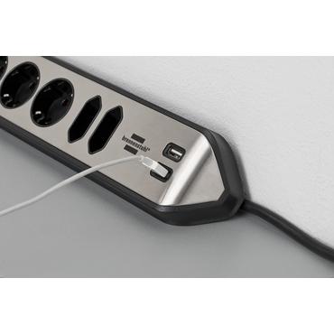 Brennenstuhl 1153590610 stikd&aring;se 2 m 6 AC stikkontakt(er) Indend&oslash;rs Sort, S&oslash;lv