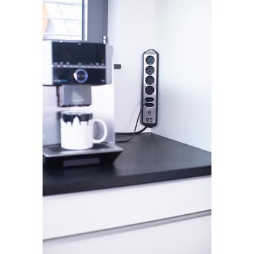 Brennenstuhl 1153590610 stikd&aring;se 2 m 6 AC stikkontakt(er) Indend&oslash;rs Sort, S&oslash;lv