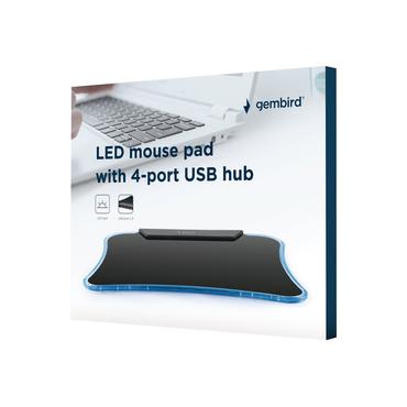 Gembird MP-LED-4P LED Mouse Pad with 4-port USB hub