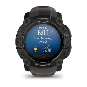 Garmin Instinct 3 AMOLED - svart fiberf&ouml;rst&auml;rkt polymer - Ja smart klocka med band - tr&auml;kol - 4 GB