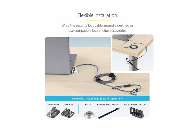 StarTech.com 25-Pack Universal Laptop Lock 6.6ft (2m), Master Keyed Locking Cable, Computer Security, Compatible w/Noble Wedge/Nano/K-Slot, Anti-Theft Cut-Resistant Cable - lås för säkerhetskabel - TAA-kompatibel