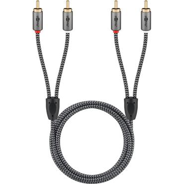 Stereo RCA Cable, 5 m, Sharkskin Grey