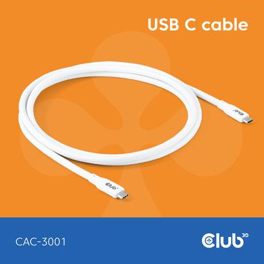 Club 3D - USB typ C-kabel - 24 pin USB-C till 24 pin USB-C - 2 m