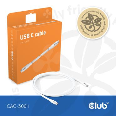 Club 3D - USB typ C-kabel - 24 pin USB-C till 24 pin USB-C - 2 m