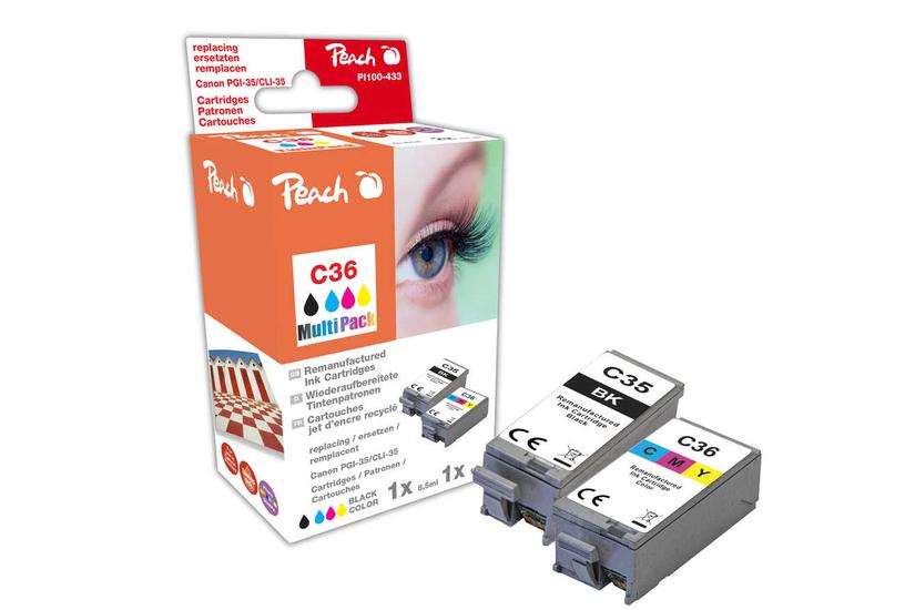 Peach PI100-433 bl&aelig;kpatron 2 stk Kompatibel Sort, Bl&aring;, Magenta, Gul