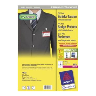 Avery 4823 badge og badgeholder 24 stk