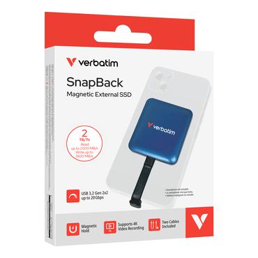 Verbatim SnapBack SSD 2 TB USB Type-C USB 3.2 Gen 2x2 Bl&aring;